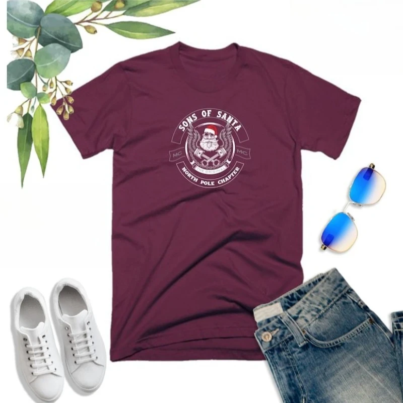 أبناء سانتا تي شيرت القطب الشمالي الفصل دراجة نارية نادي MC سانتا كلوز مضحك عيد الميلاد عيد الميلاد عيد الميلاد المشجعين هدية الرجال المحملة الأعلى #4