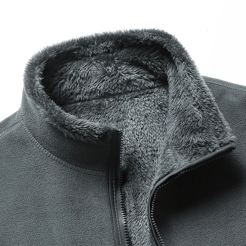 New Autumn Winter Men'S Reversible Fleece Coat With A Stylish And Versatile Stand Up Collar Thickened And Warm Cardigan Jacket