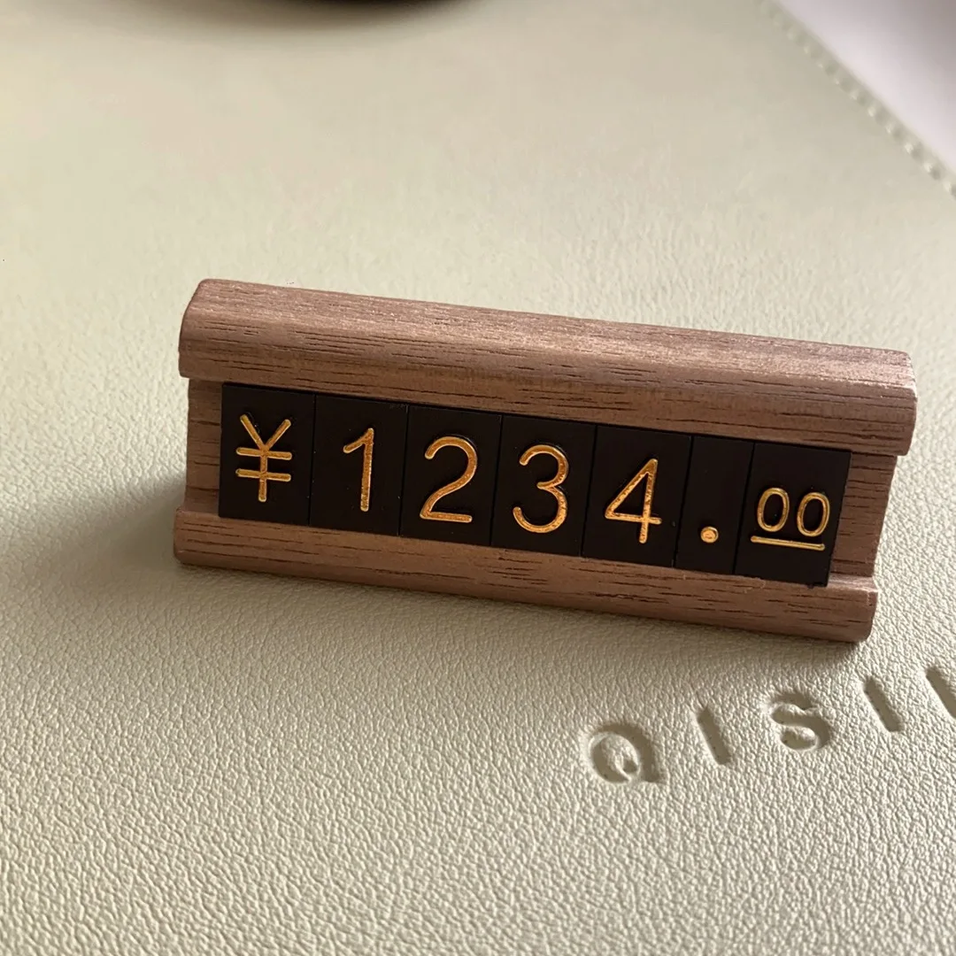 10 Sets / Box Wood Base Retail Price Label Paper Sign Holder Display Stand Adjustable Number Jewelry Watch Price Cube Tags