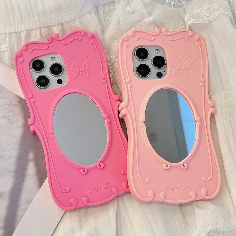 

Cute Magic Mirror Silicone Phone Case for IPhone 13 14 15 16 17 Pro Max 17pro Shockproof Soft Lovely Anti-fall Cover Girl Case