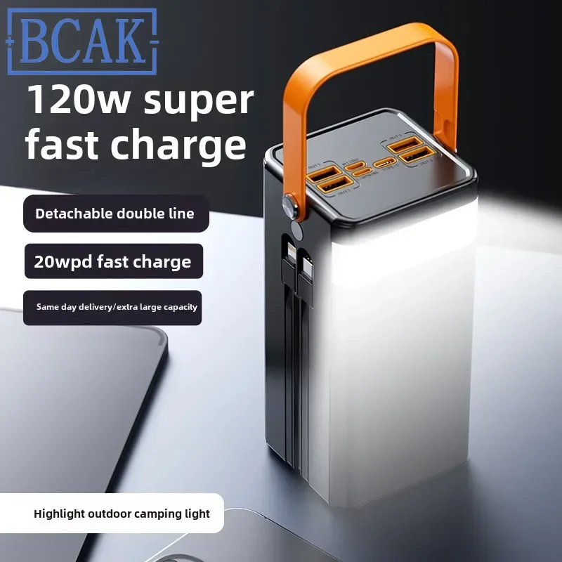 New Style Super Fast Charging 160,000 MAh Power Bank Comes with Line Outdoor Camping Large Capacity BCAK Mobile Power Supply 500