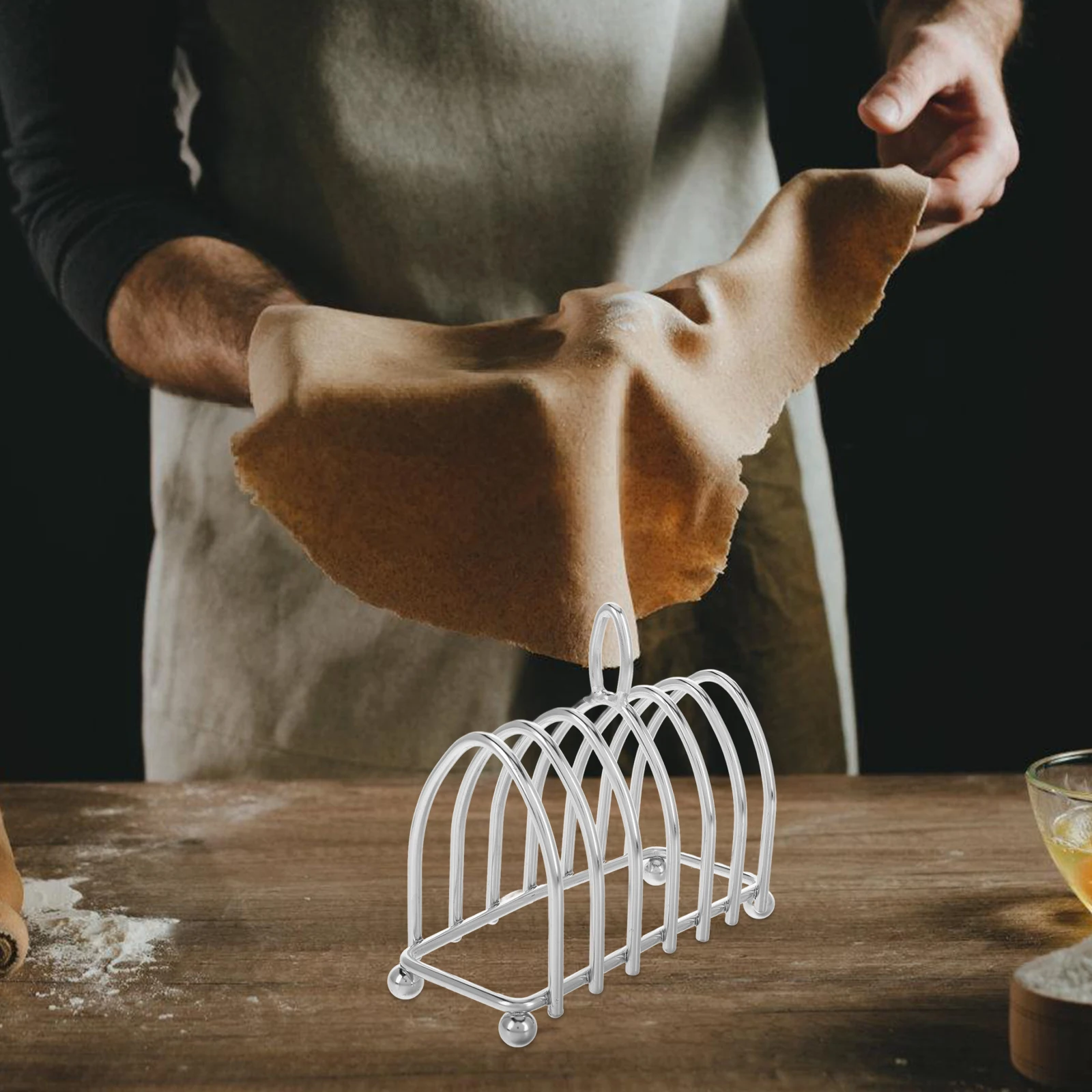 

Bread Rack Stainless Steel Loaf Slice Holder St Table Serving Tray Metal Toast Desktop Countertop Kitchen Drying Rack Bread