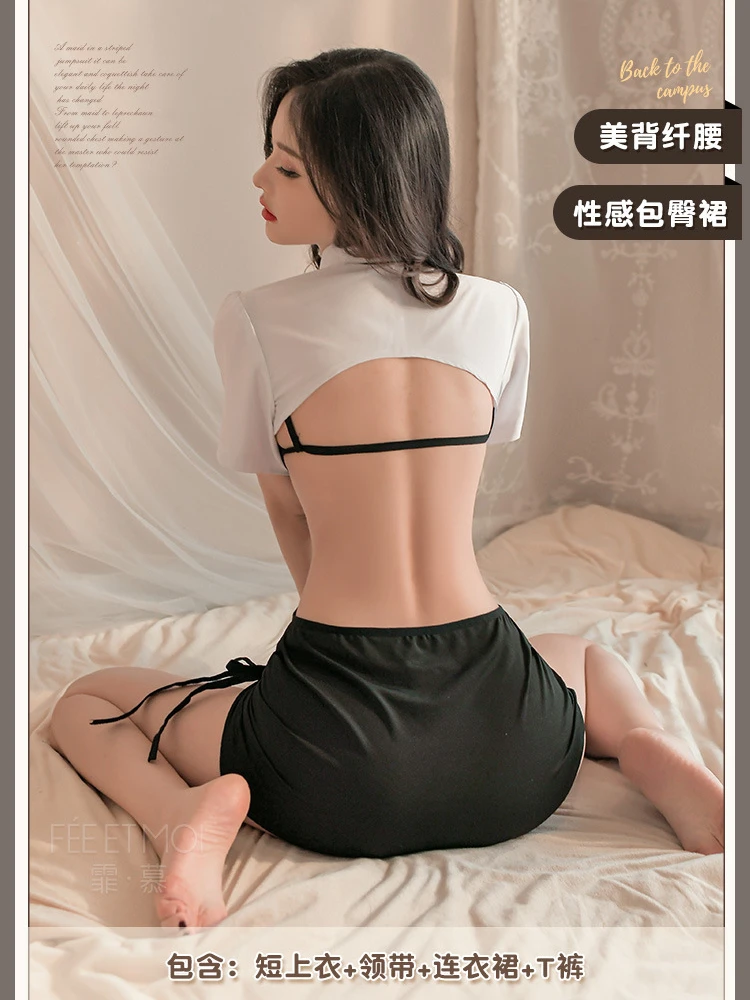 일본 포르노 여학생 유니폼, 섹시한 란제리, 치어리더, 에로틱 미니 원피스, 할로우 아웃 롤플레이 의상