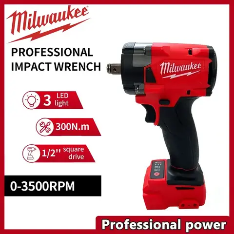 Milwaukee Brushless Cordless 1/2 Electric Wrench Car Truck Repair Screwdriver Impact Drill Rechargable For 18V Battery Tools