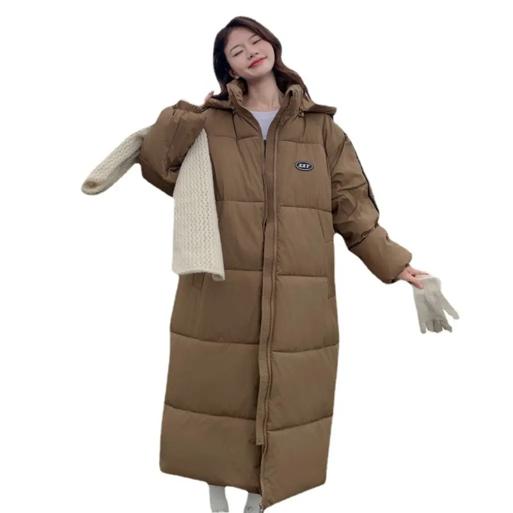 

Женская куртка на хлопковой подкладке, свободное толстое зимнее пальто длиной до колена, модная пуховая альтернативная верхняя одежда в корейском стиле