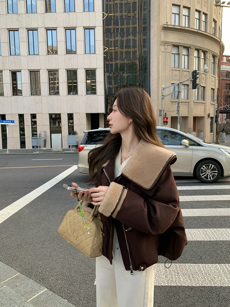 

White Goose down Puffer Jaet Women's ort Sle Warmth Guaranteed Fur Collar 2025 New Arrival Commute Sle Korean Version