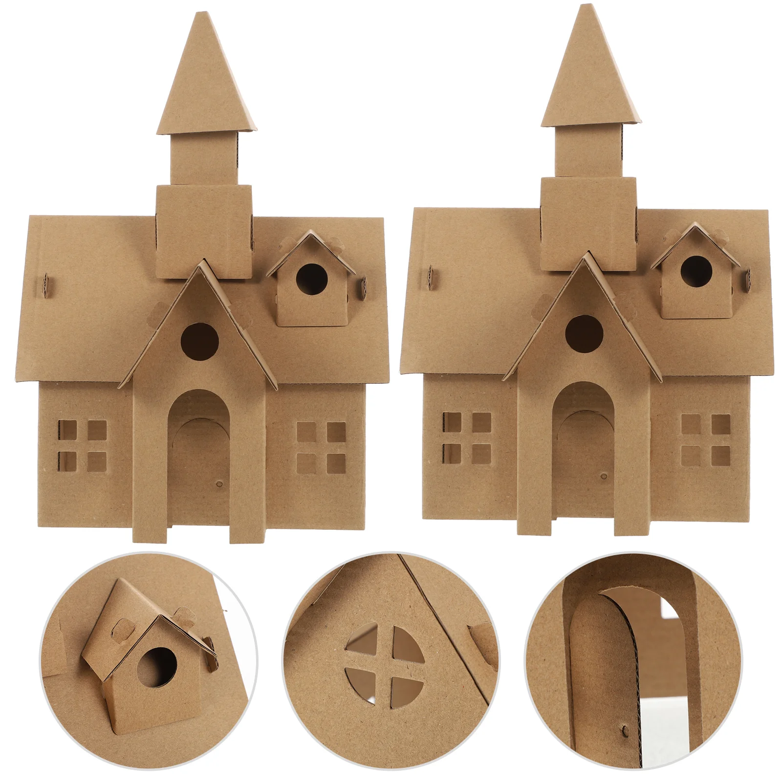 2 pçs graffiti montado castelo crianças pintura brinquedo papelão diy suprimentos de papel kits de construção