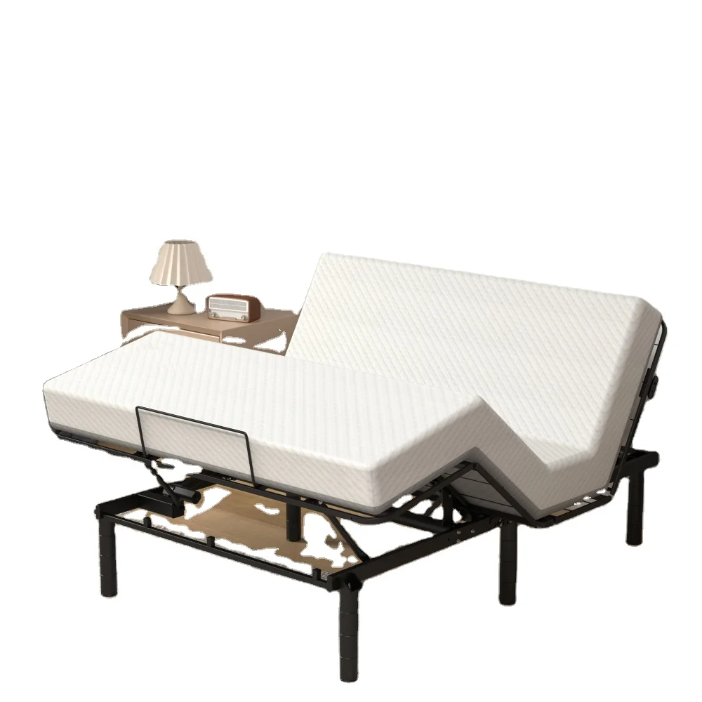 

Zero-Clearance Adjustable Bed Base Frame Head and Foot Incline Quiet Motor Queen Size Zero Gravity