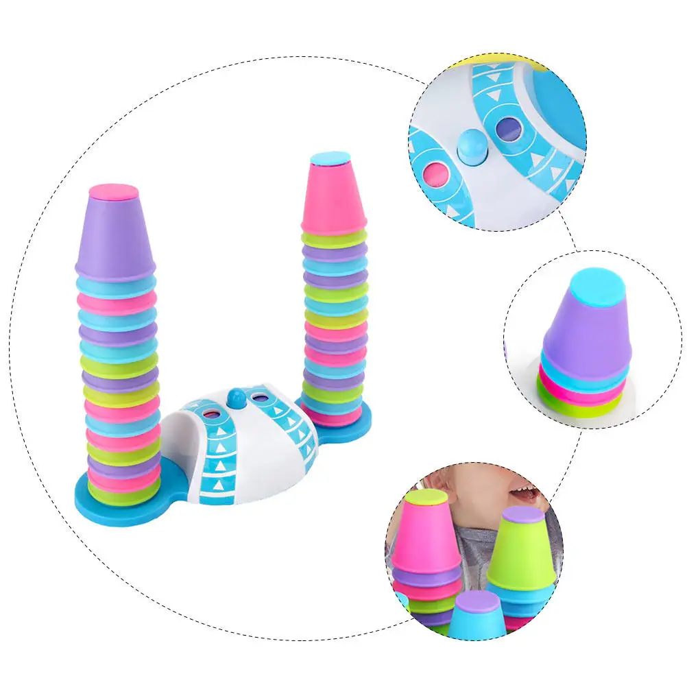 1Set Colorful Stacking Cup Plastic Set Kids Educational Plaything Bright Colors Enhance Color Parent Child Fun