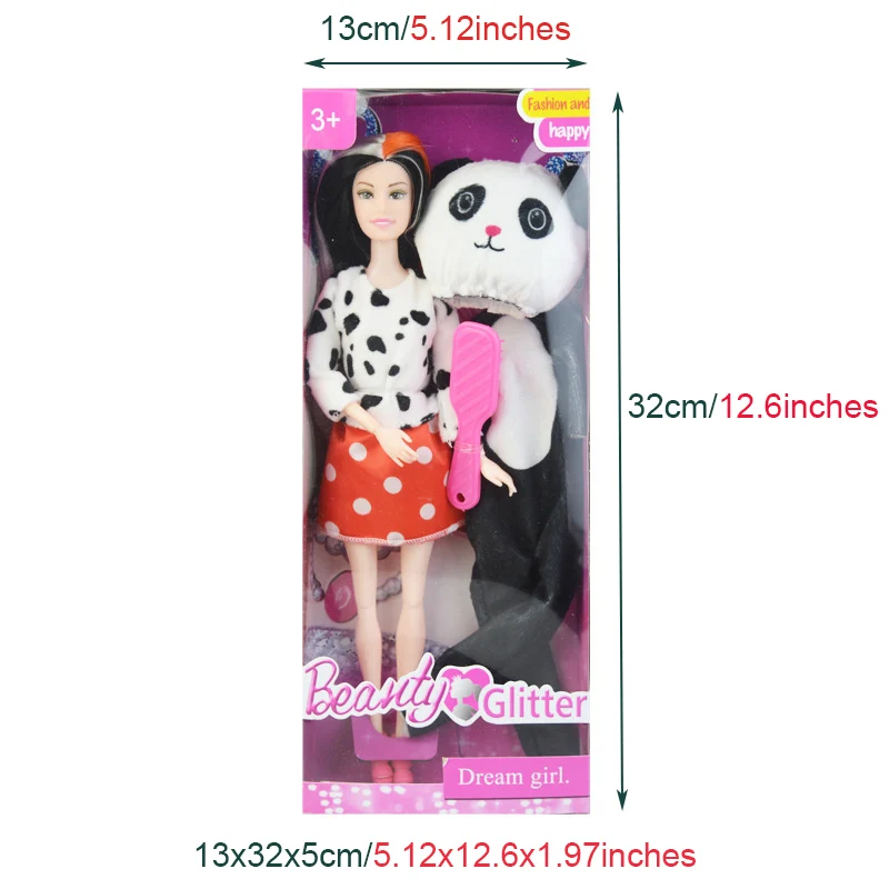 Hot Sale 30cm Doll with Animal Cosplay Costume Cartoon Clothes and Accessories for Barbie Toys for Children Girl\'s Birthday Gift