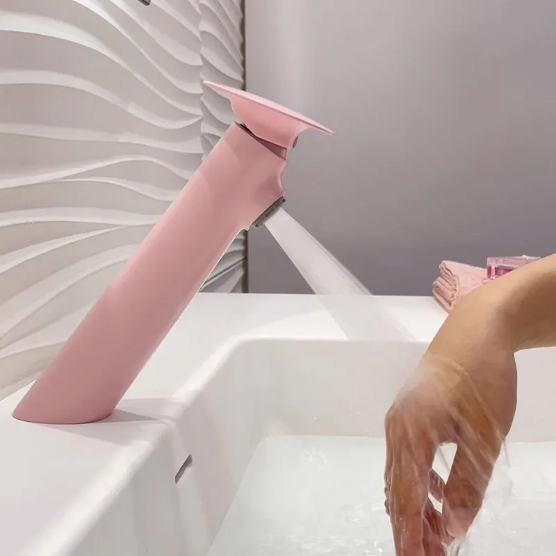New Basin Faucet Pink Solid Brass Sink Mixer Tap Hot and Cold Unique Design Basin Lavtory Faucet