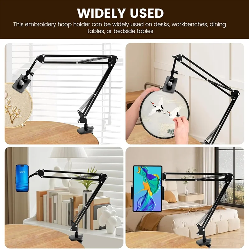 

AT19-Embroidery Stand Adjustable Metal Frame Stand Table Mount For Needlepoint Projects Tablet Phone B