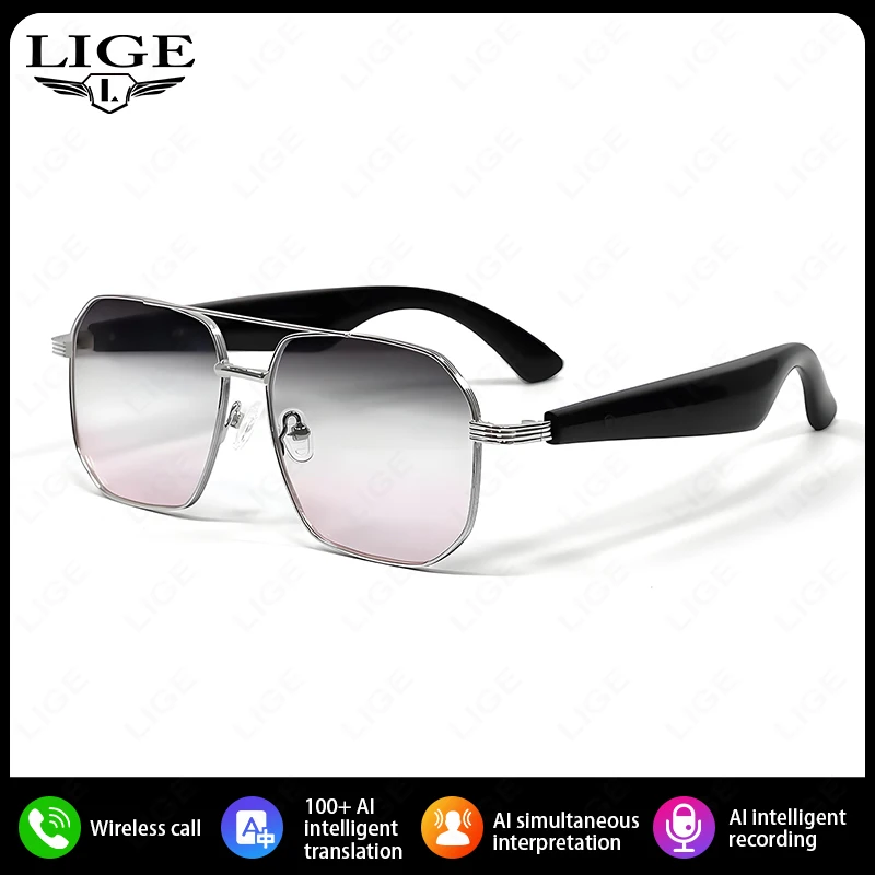 LIGE New Smart Bluetooth Sunglasses Answering Call voice assistant Glasses Playing Music Camera Control Men Women Smart Glasses