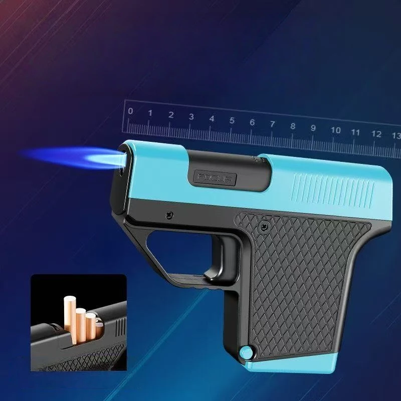New Multifunctional Cigarette Box Gun Shaped Lighter Windproof Inflatable Universal Thick and Thin Cigarette Box Outdoor Lighter