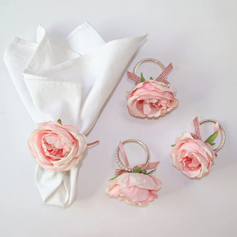 1pc Valentine's Day napkin buckle pink peach heart napkin ring hotel entrance cloth ring wedding party dining table decoration