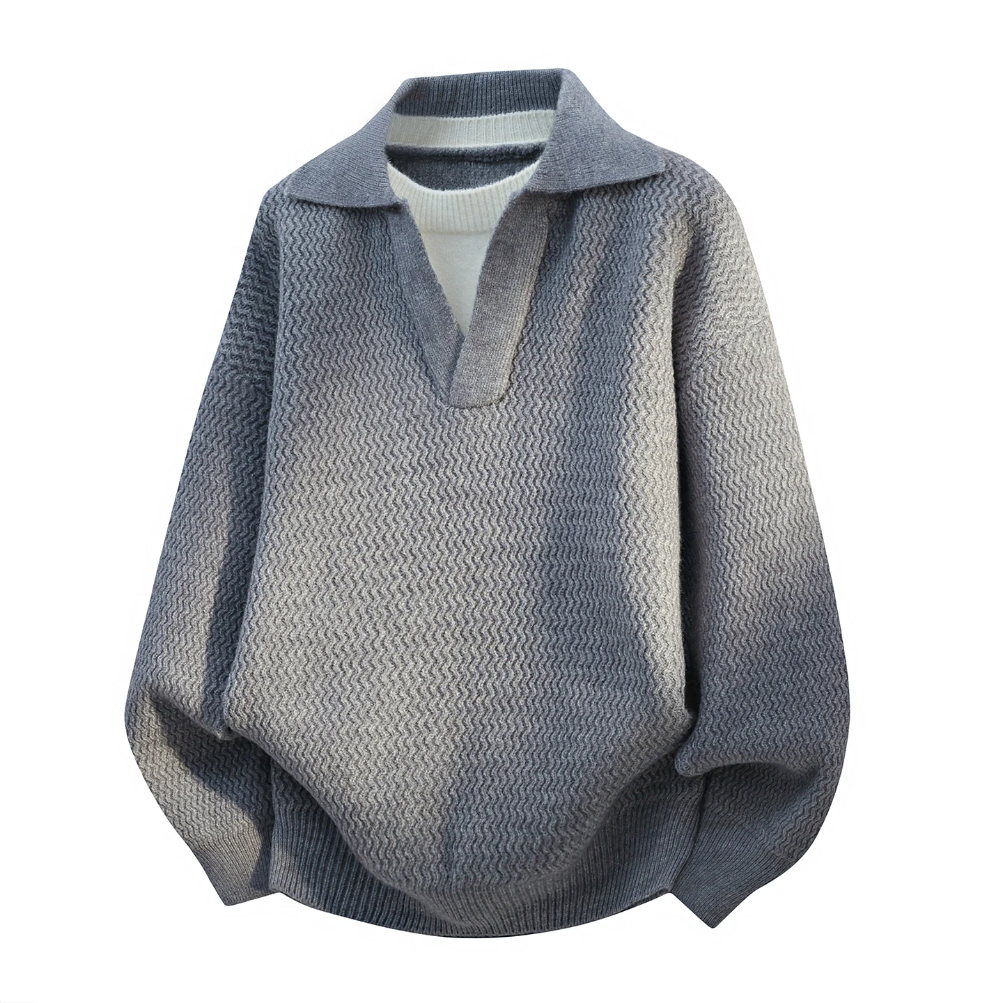 

Мужской вязаный свитер с эффектом двухслойности, повседневный, винтажный, базовый, осенне-зимний, трендовый, премиум-класса