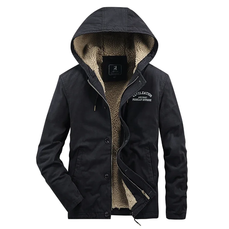 

New High Quality Autumn Winter Lambskin Down Cotton Thickened Hooded Versatile Outdoor Workwear Winter Cotton-padded Jacket