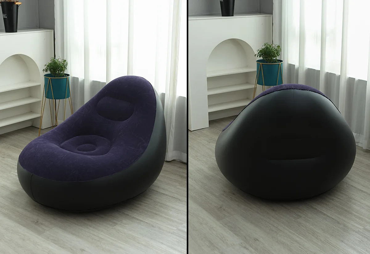 Big size Lazy sofa inflatable new arrivalfoldable footstool storage pvc inflatable single backrest lounge chair flocking sofa