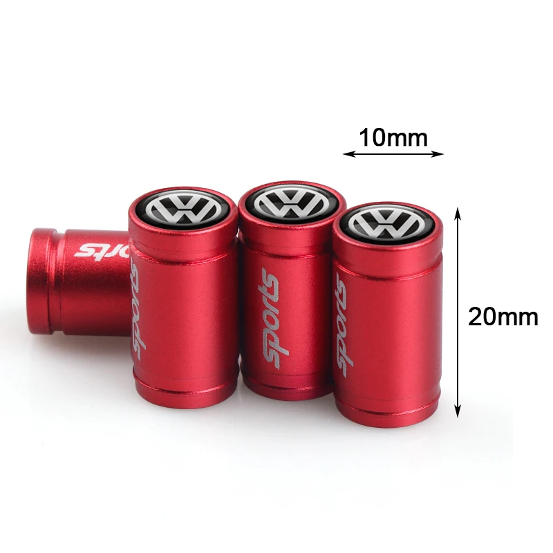 4Pcs Metal Car Wheel Tire Valve Stem Caps Covers Auto Accessories For Volkwagen Rline GTI TSI Tiguan Touron Polo Golf Mk4 CADDY