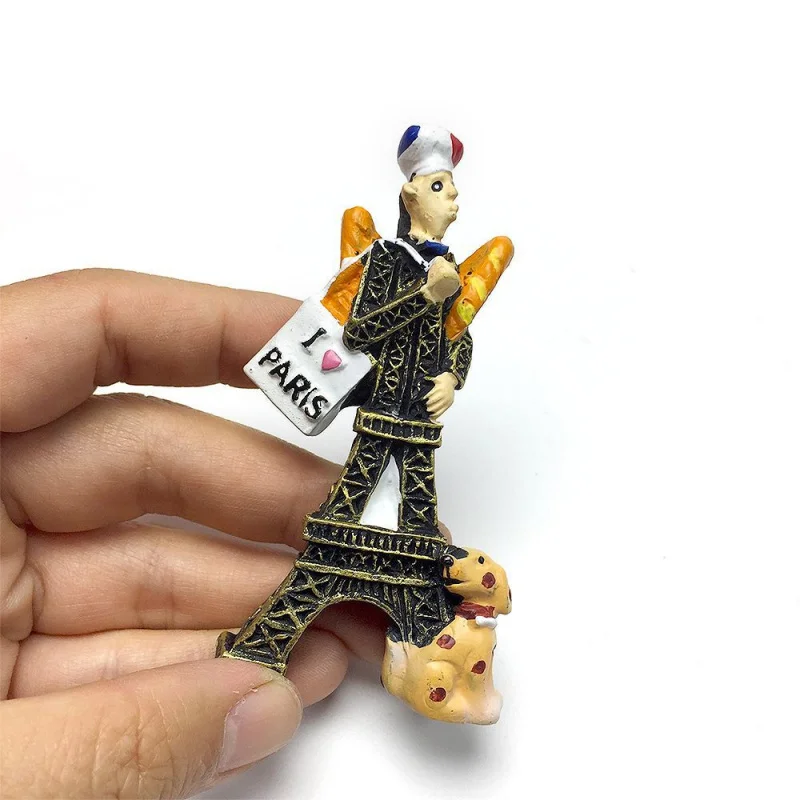 

France Paris Creative Baguette Personified Eiffel Tower Magnetic Fridge Magnet High-Value Home Exquisite Decoration