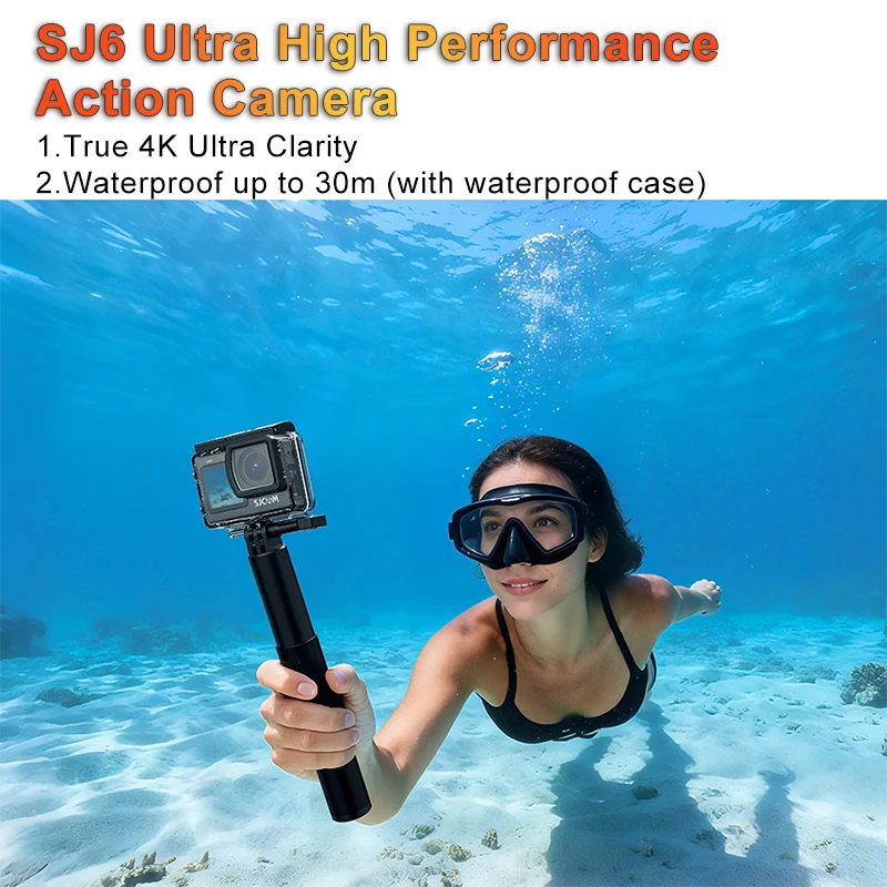 SJCAM Action Camera SJ6 Ultra Long Range Support Wireless Mic Live Stream Cycling Anti-shake 4K 30FPS Screen-off Recording SM 2.
