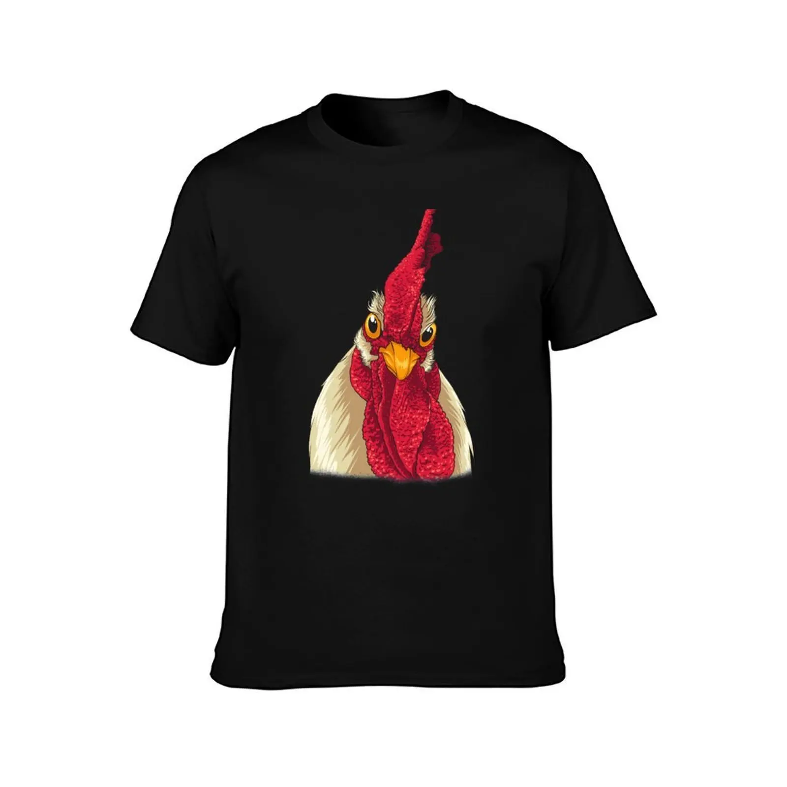 Chicken Face Drawing With Comb & Wattles T-Shirt Summer Casual Cotton Tee Oversized Streetwear Tops Vintage Graphic Print