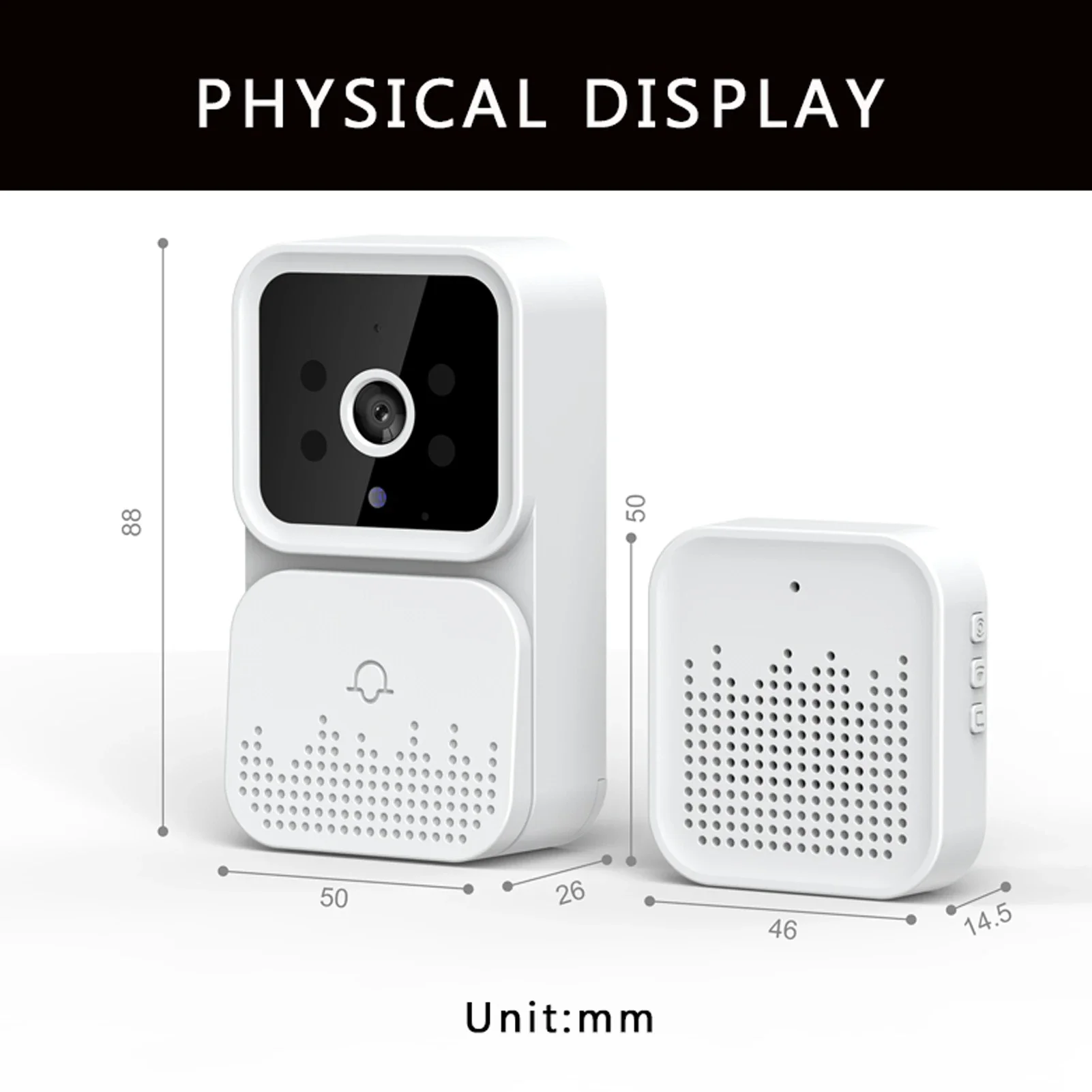 Tuya Smart Video Doorbell Wireless HD Camera IR Alarm Security Door Bell Wi-Fi Intercom for Home Apartment for Home Office