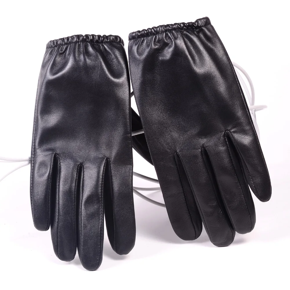 Men\'s Real Leather Goat Skin Classical Fashion shrink Wrist Tactical Short Gloves Touch Screen Casual Short Gloves