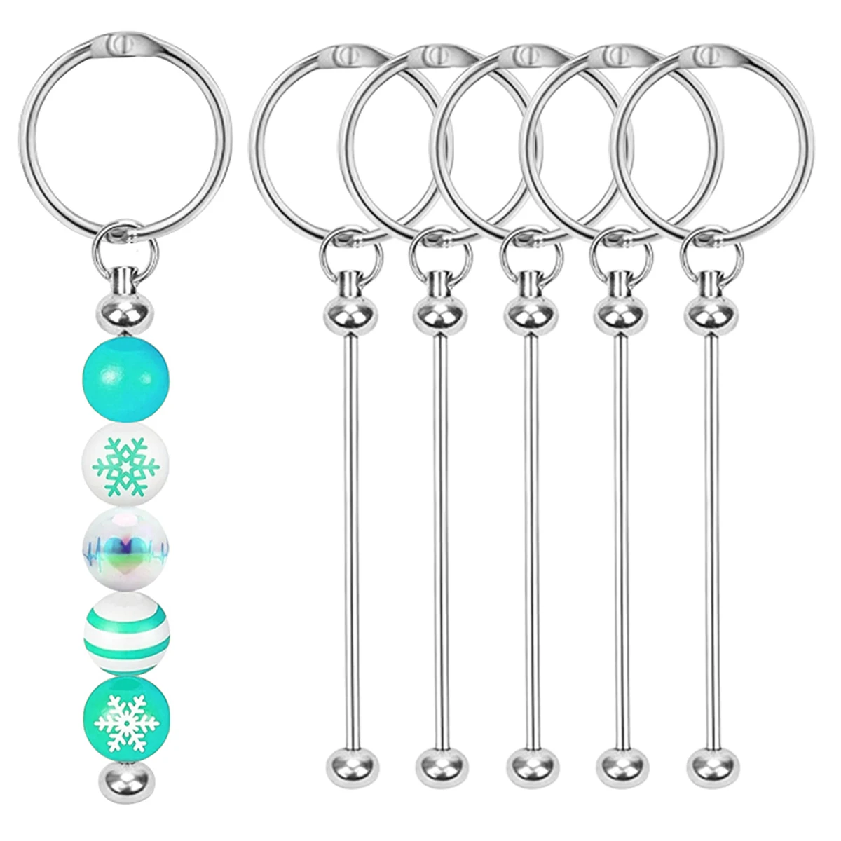 5/10/20Pcs Keychain Bars Beadable Keychains Bulk Metal Ring Blank Key Chain Bar Kit for Beads Diy Bag Charms Pendant Crafts