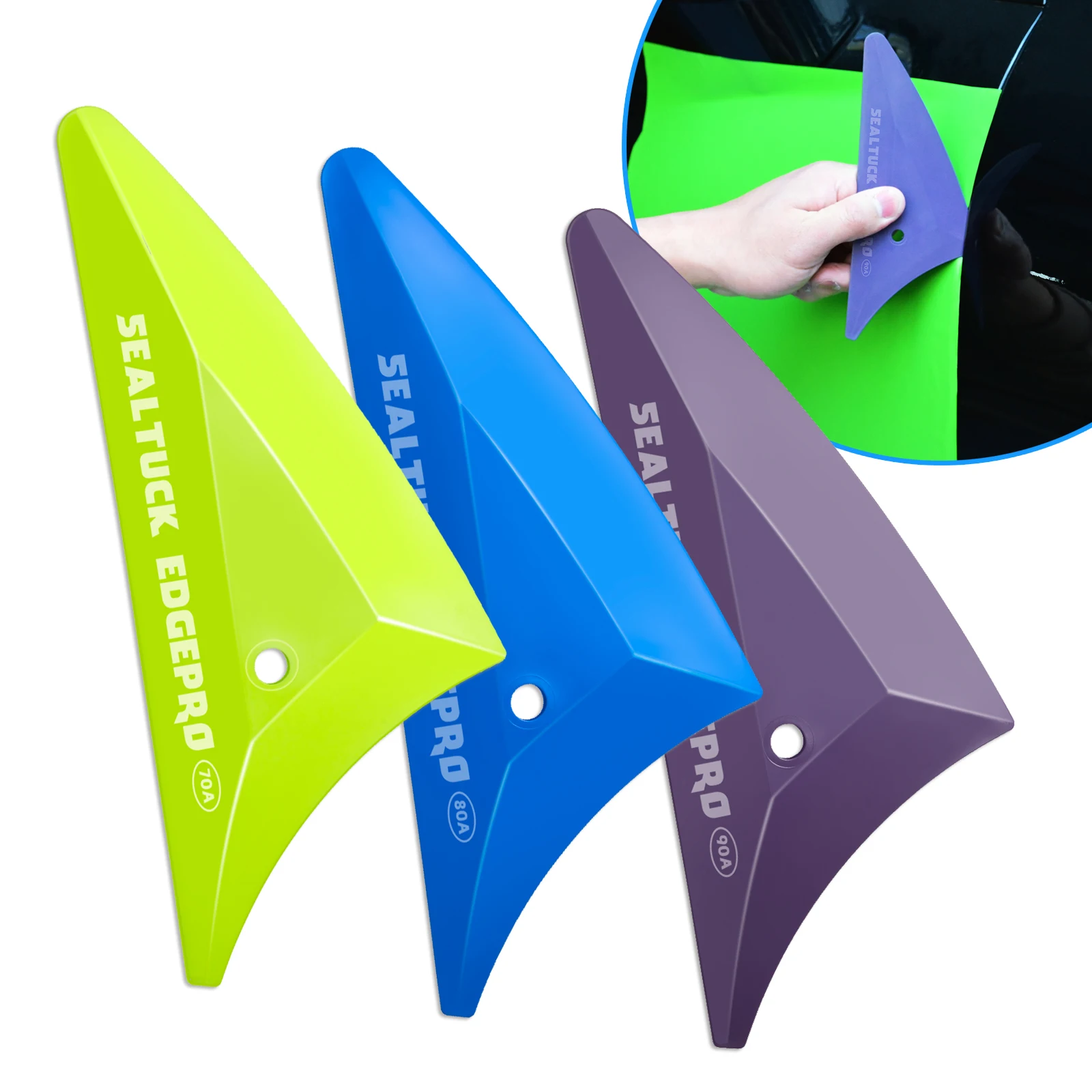 FOSHIO 3pcs Vinyl Carbon Fiber Wrap Squeegee Window Tint Protection Film Install Air Removal Scraper Edge-Closing Smoothing Tool