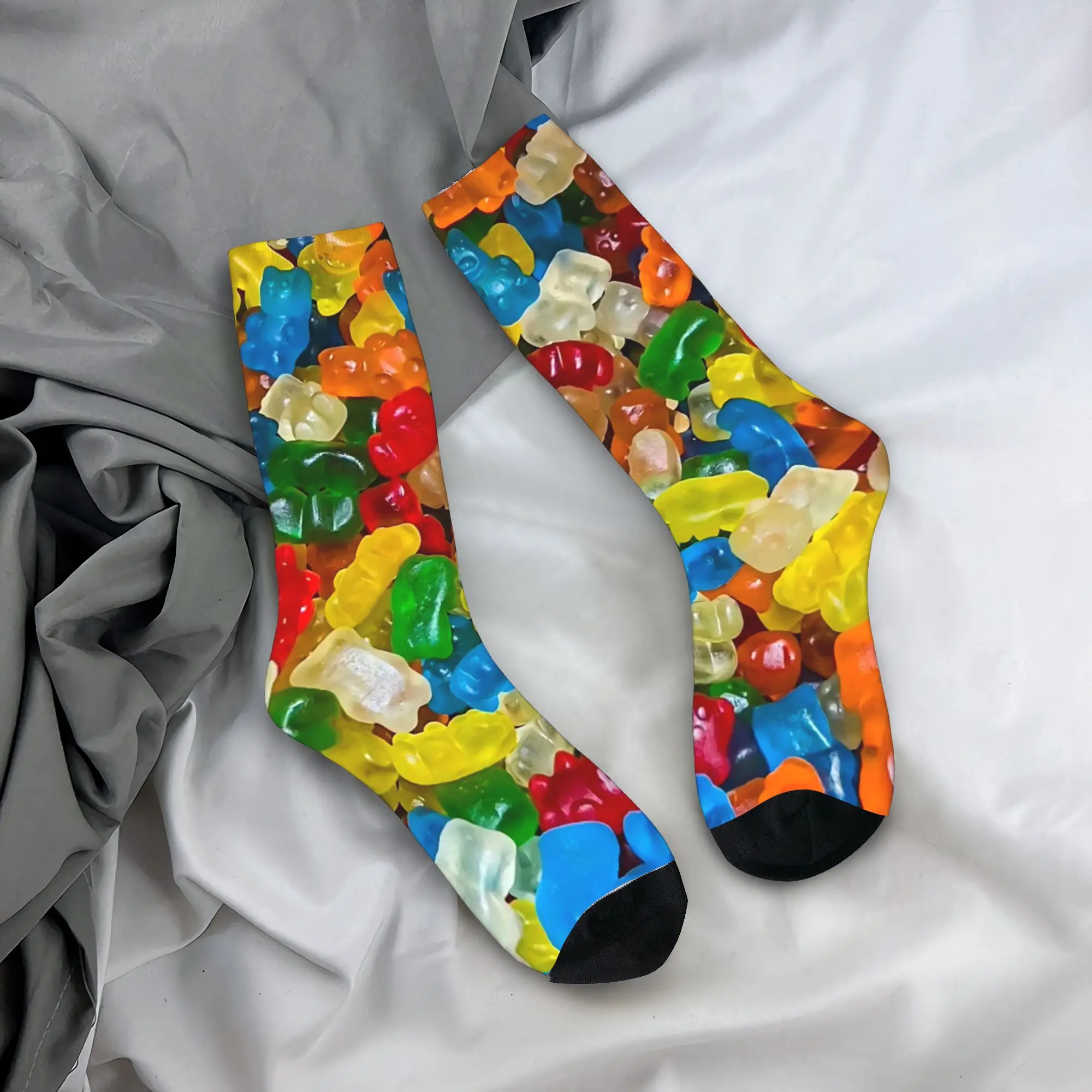 

Носки с рисунком сладких жевательных мишек, разноцветные повседневные носки в стиле конфет, удобные носки для взрослых мужчин, осенние нескользящие носки для скалолазания