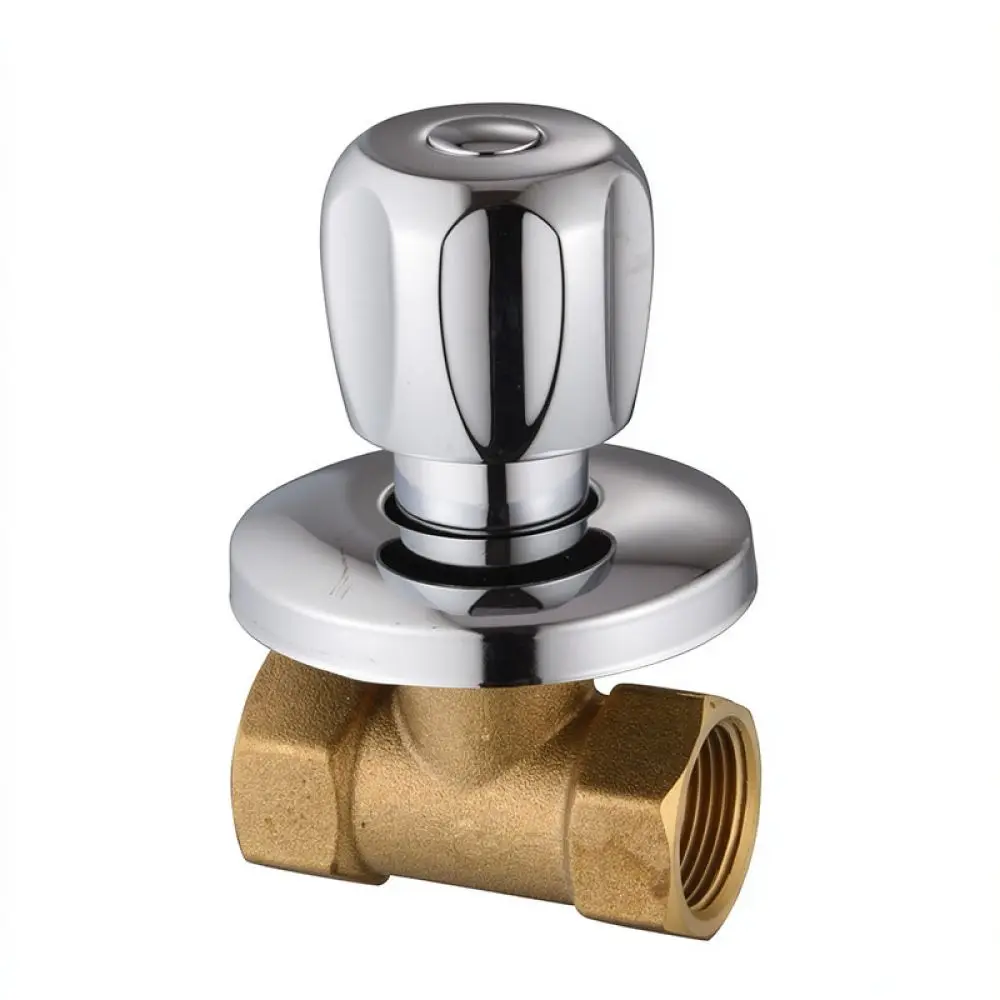 Professional Brass Concealed Stop Valve For Solar Water Heater Shower Pipe Fittings In Wall Connection
