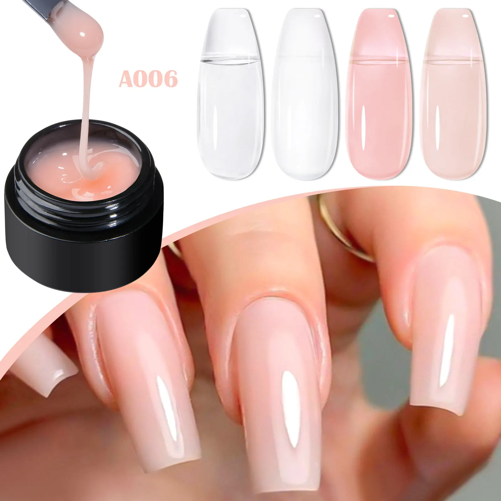 14 قطعة عارية الوردي سريعة تمديد جيل للأظافر عدة ، 6 واط مسمار مصباح ، قاعدة معطف فوقي وأدوات الأظافر ، UV LED مسمار الفن للنساء الفتيات DIY بها بنفسك #2