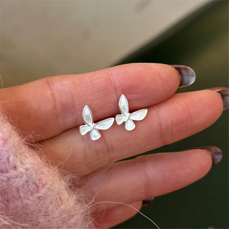 

925 Silver Plated Butterfly Stud Earrings For Women Girls Birthday Wedding Jewelry Gift e1089