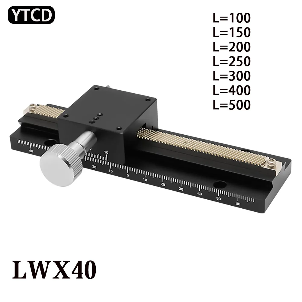 

X Axis Long-range Dovetail Trimming Slide Dovetail Slide Table Sliding Stage Manual Displacement Platform LWX40 L=100-500mm