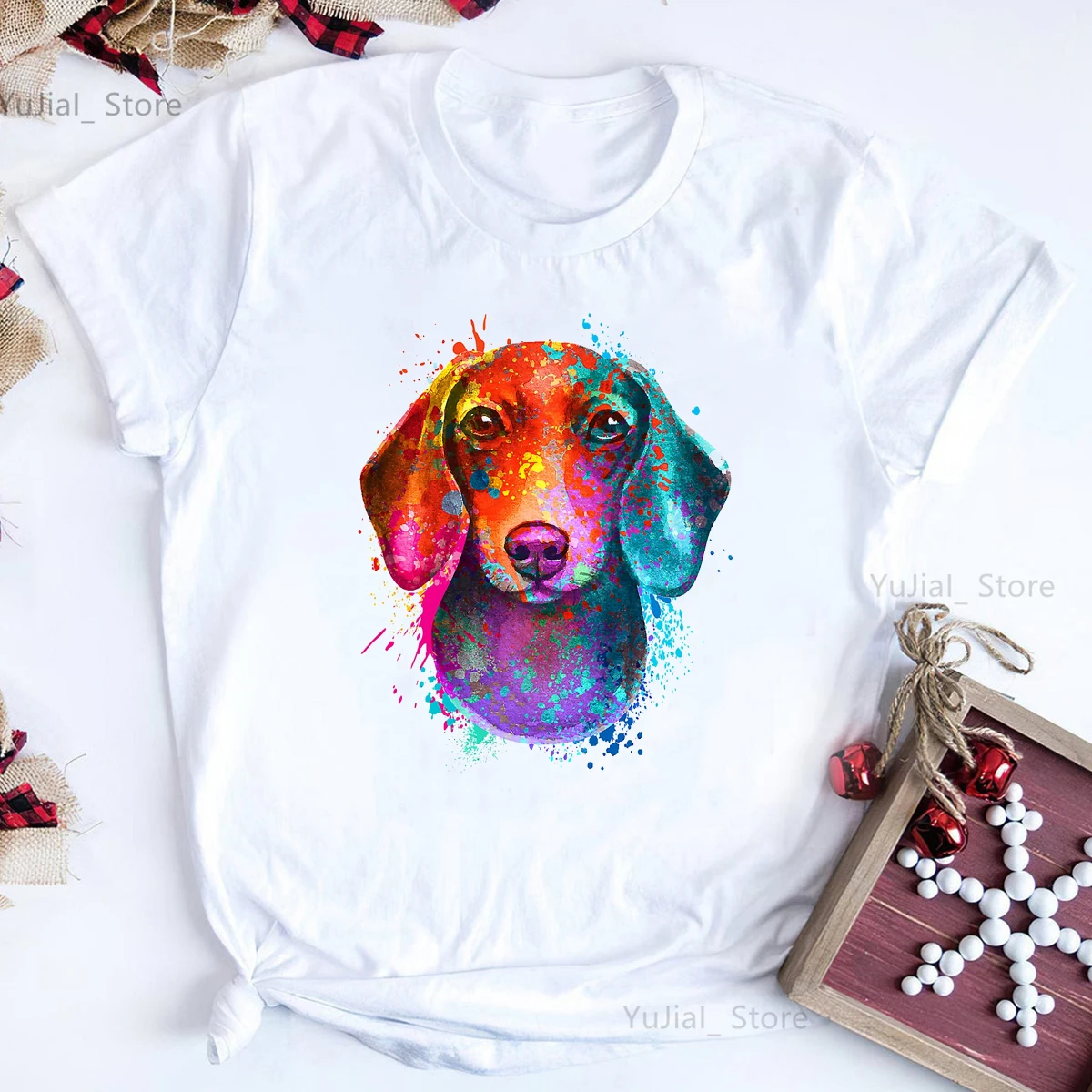 

Colorful Bernese Mountain/Dachshund Dog Print T Shirt Girls Kawaii Dog Lover Tshirt Women Harajuku Shirt Summer Fashion T-Shirt