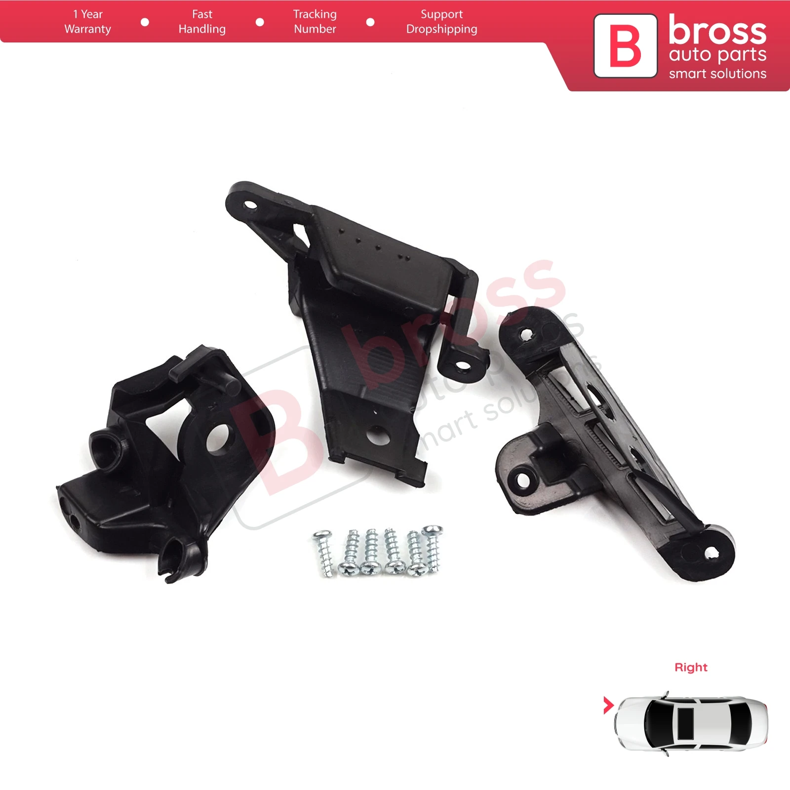 BHL513 Headlight Headlamp Housing Repair Mount Holder Bracket Clips Kit Right for Peugeot 308 MK1 2007-2013 CC RCZ 408 T7 6212E4