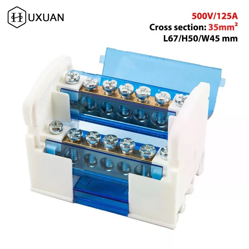 500V/125A Din Rail Terminal Block WKH207 Power Distribution Box Modular Connection Block