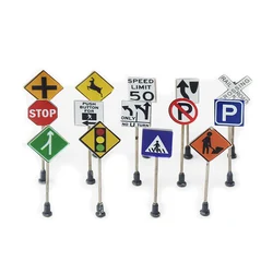 14PCS/Set Traffic Signs Sand Table Scale Model Mini Road Signs Simulation Miniature Scene Models Home Decor Crafts