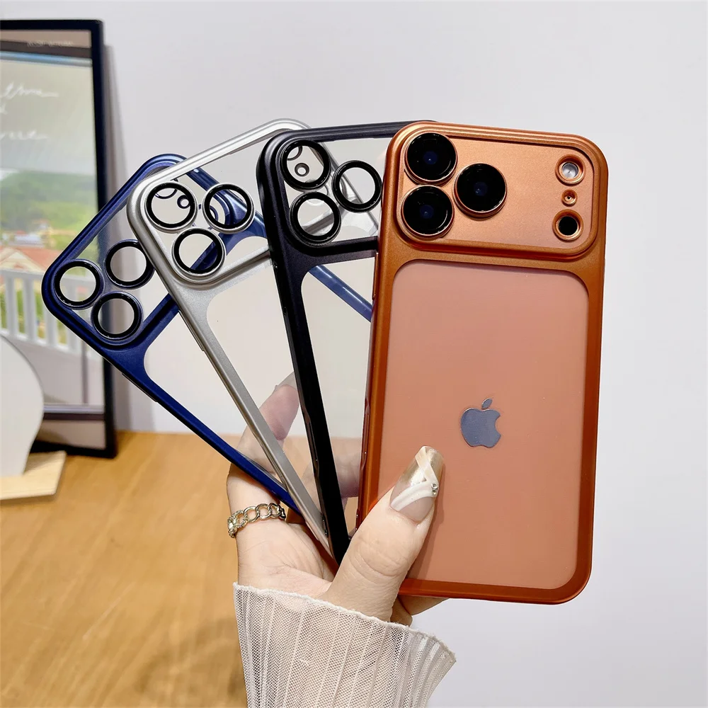 حافظة هاتف ناعمة شفافة مطلية بالكهرباء لهاتف iPhone 17 Pro Max مقاومة للصدمات مع حماية كاملة لعدسة الكاميرا