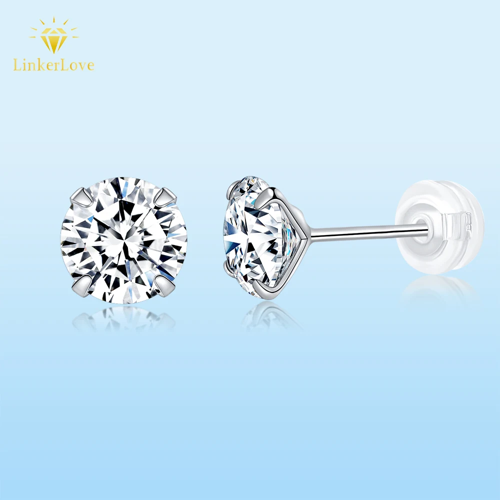 

LinkerLove Moissanite Diamond Stud Earrings S925 Sterling Silver Earrings for Women D VVS1 2025 Trend Jewelry 18K Gold Plated