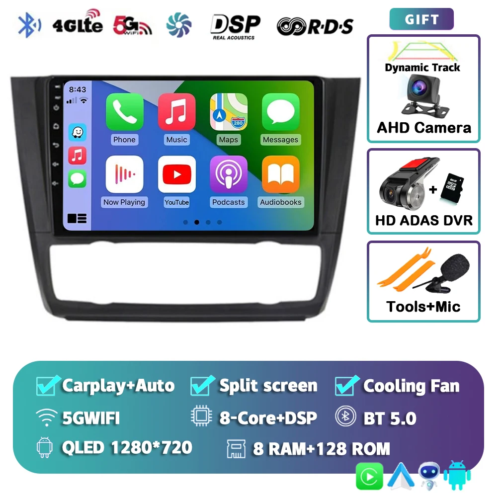 Android 15 Voor BMW 1-Serie E88 E82 E81 E87 2004 - 2011 2K QLED Android Autoradio multimedia Video Player GPS stereo CarPlay 4G