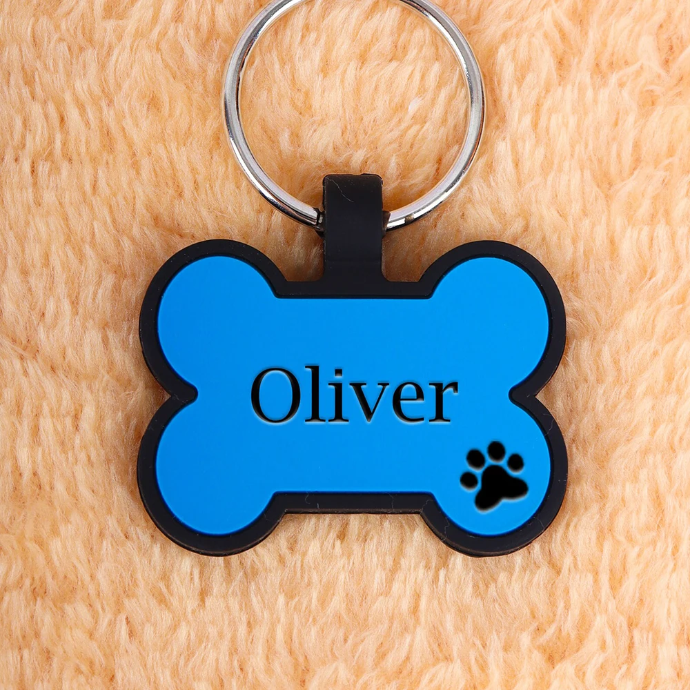Personalisierte Knochen-Silikon-Erkennungsmarke mit Gravur, individuelle Haustier-Namensschilder, geräuschlose Haustier-ID-Karte, Geschenk für Hunde und Welpen – Detail 3