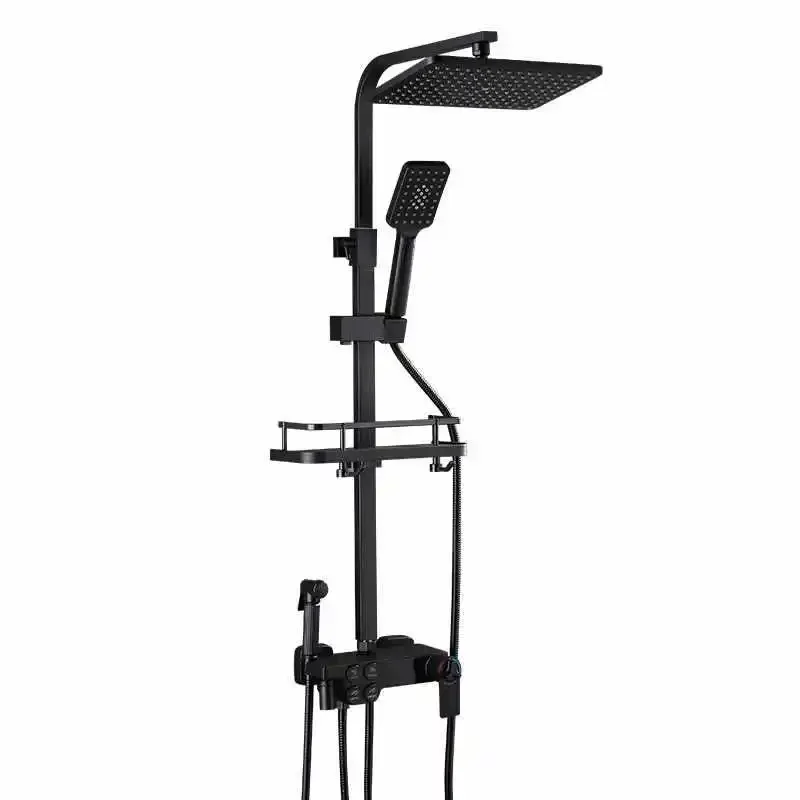 

Full copper, shower, shower, set, thermostatic, black, household, bathroom, bath, bathroom, rain