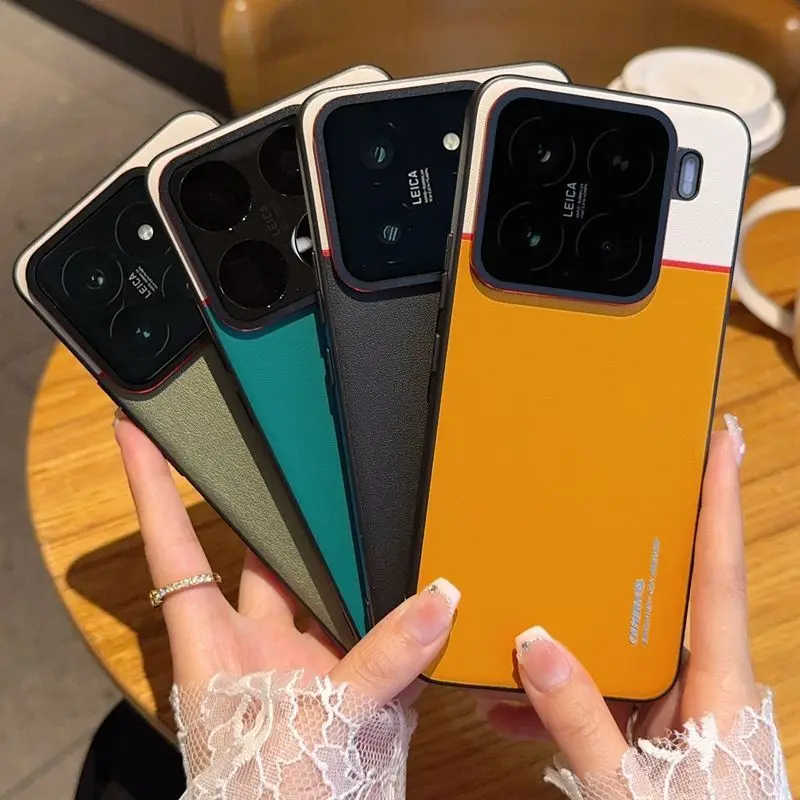 Etui na Xiaomi 17T Pro 17T, luksusowe, czerwone, z blokami kolorów, przyjazne dla skóry, skórzane etui ochronne na MII 17t Pro, ultracienkie, odporne na wstrząsy. — zdjęcie produktu 4