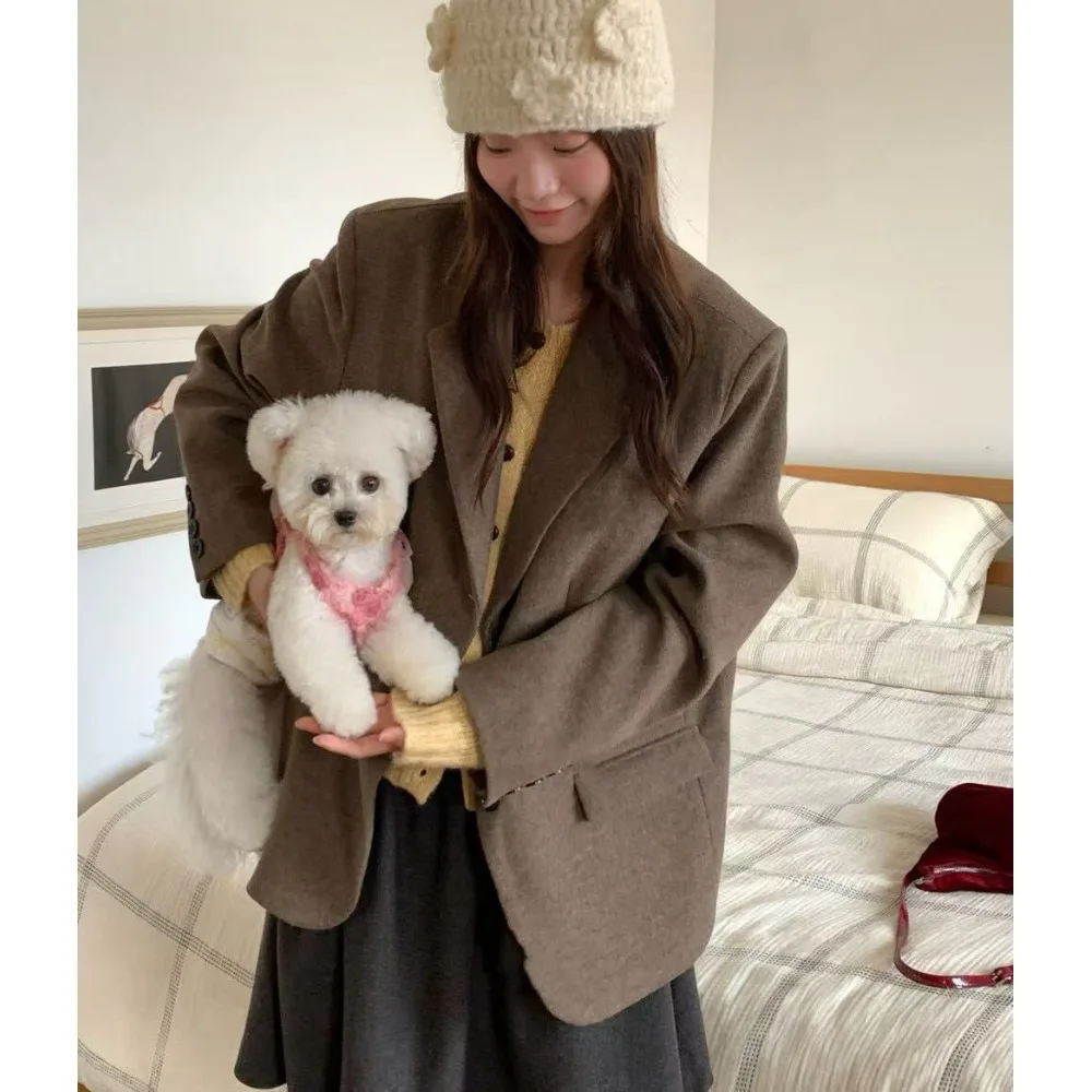 

Ele Woolen Suit Jaet for Women High-End Feel Trendy New Colors Long Sve Commute Sle Chinese Manufacturer