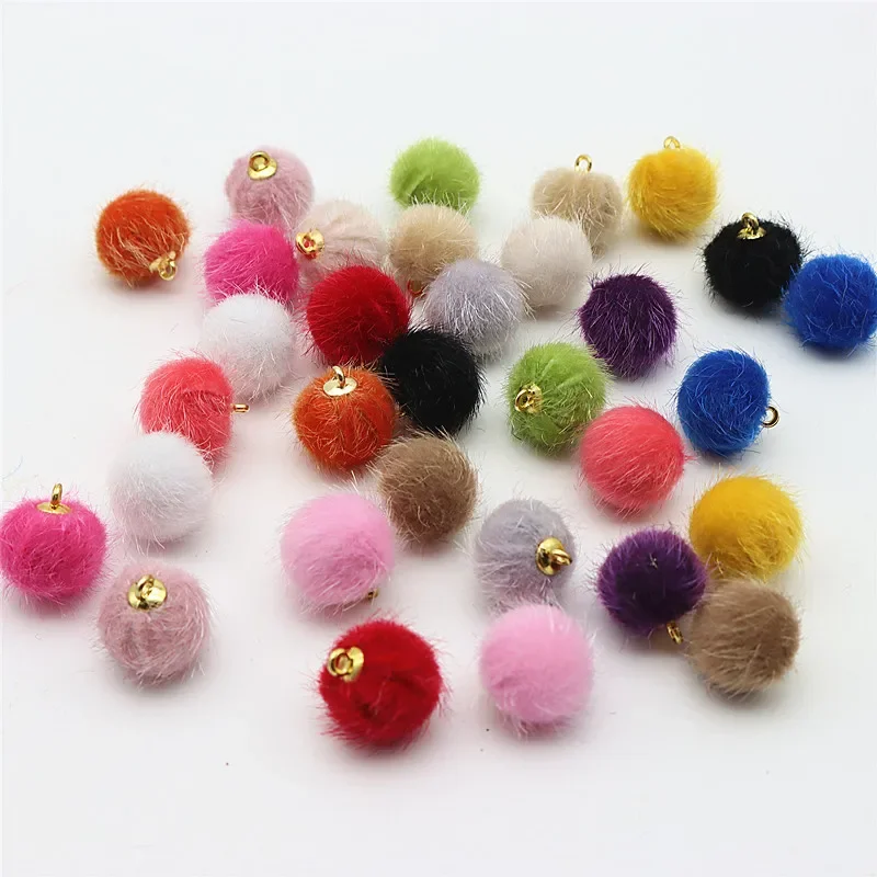 15mm Imitation Mink Fur Ball Pendant Earrings Necklace Pendant Earrings Bag Accessories Manual DIY Parts 60pcs 240pcs