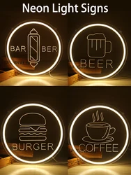 Neon Signs Custom Lighting Night Lights Bedroom Shop Decor Wall Advertising Board USB 5V Barber Shop BURGER BEER COFFEE BAR