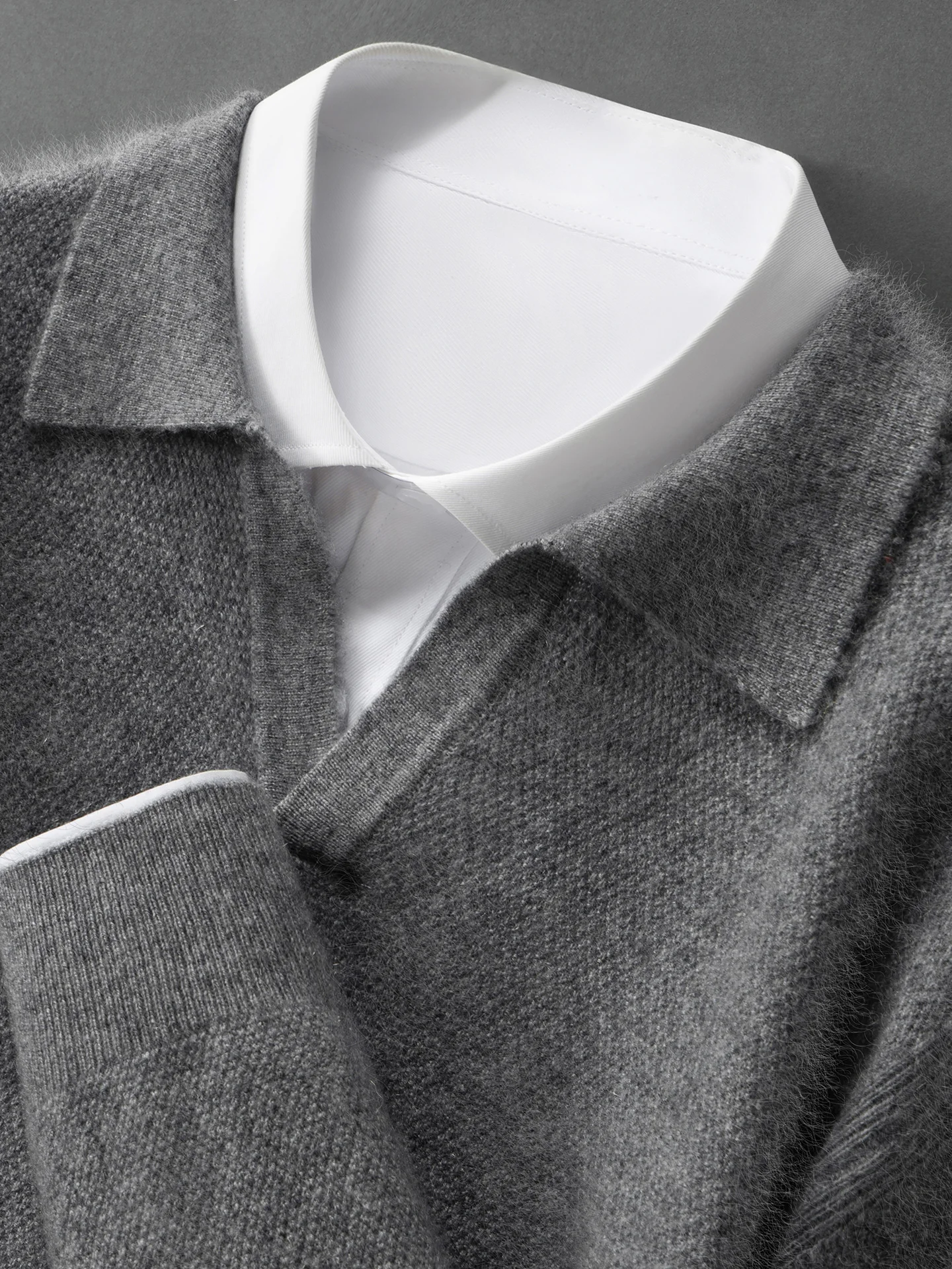 Smart Casual Autumn Winter Man Sweater Light Luxury 100% Cashmere Knitwear Polo Collar Pullover Men Long Sleeve Clothing Tops