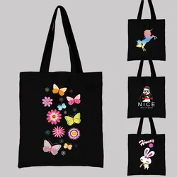 Bags for Women Tote Bag Shopping Bags Color Pattern Series Eco Shopper Shoulder Bag College Student Canvas Handbag 2024